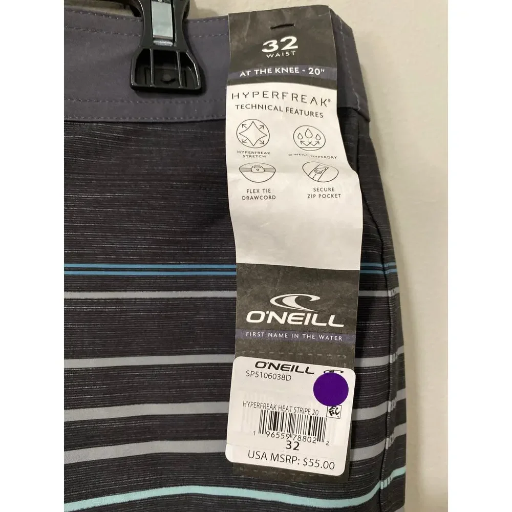 New O'Neill Hyperfreak Men's Boardshorts Swim Trunks At-The-Knee, Size 32